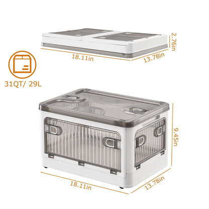 Skorter | Collapsible storage boxes with lid 4 doors collapsible stackable with lock