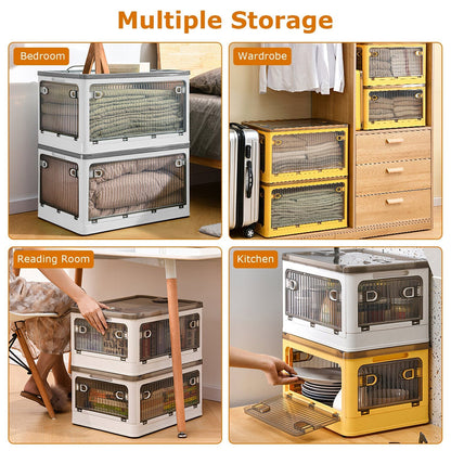 Skorter | Collapsible storage boxes with lid 4 doors collapsible stackable with lock