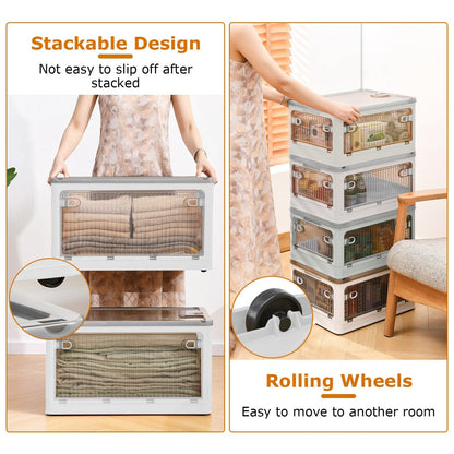 Skorter | Collapsible storage boxes with lid 4 doors collapsible stackable with lock