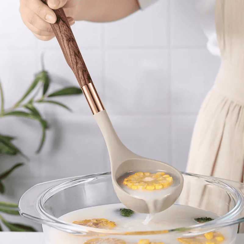 Skorter | Food-Safe Silicone Kitchen Utensils with Wooden Handles – KitchenElegance