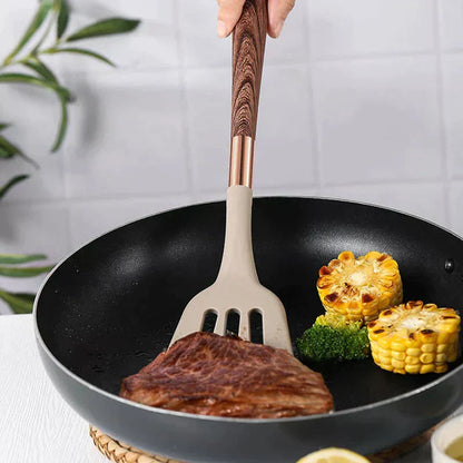 Skorter | Food-Safe Silicone Kitchen Utensils with Wooden Handles – KitchenElegance