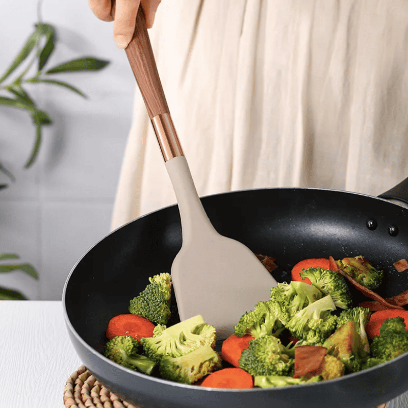 Skorter | Food-Safe Silicone Kitchen Utensils with Wooden Handles – KitchenElegance
