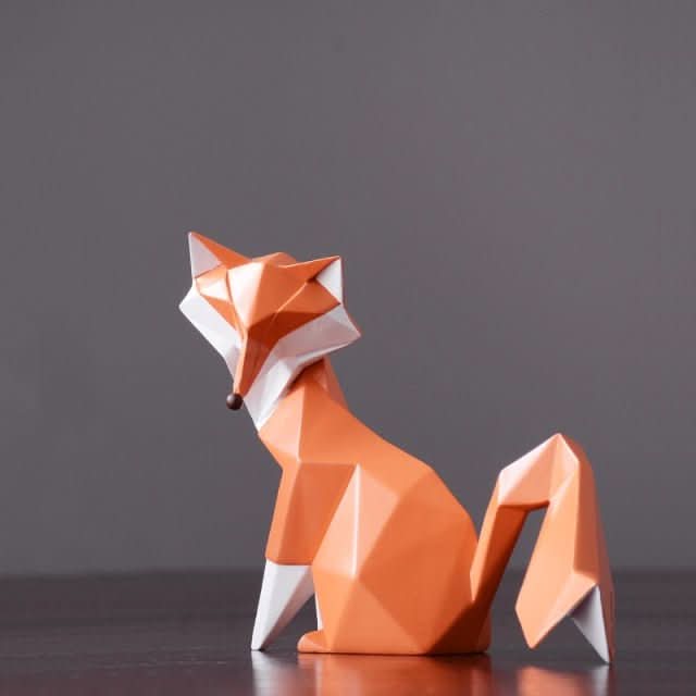 Skorter | Geometric Fox Figurine – Modern Resin Sculpture