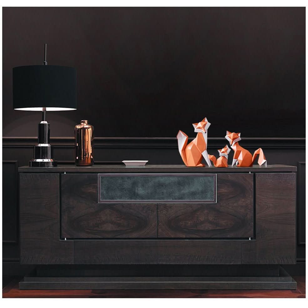 Skorter | Geometric Fox Figurine – Modern Resin Sculpture