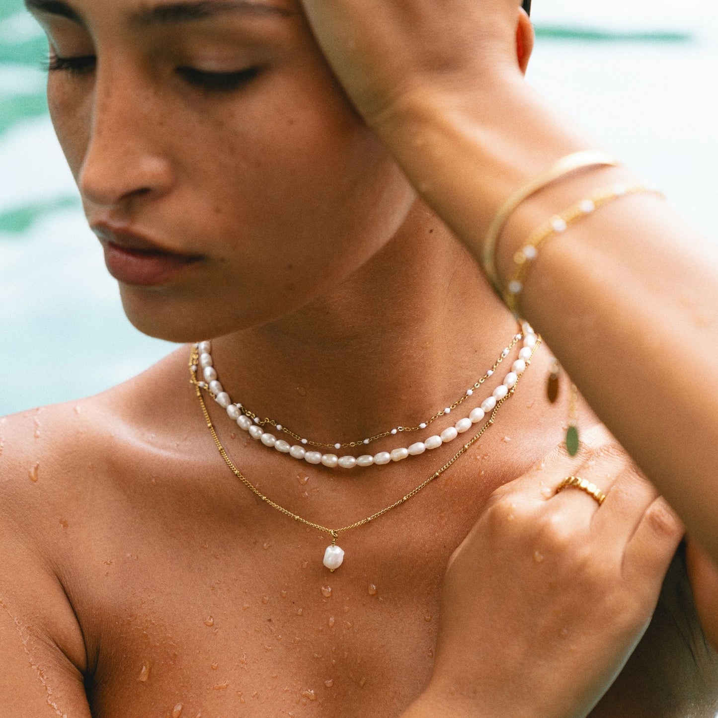 Skorter | Amélie Freshwater Pearl Choker Necklace with 18K Gold Coating