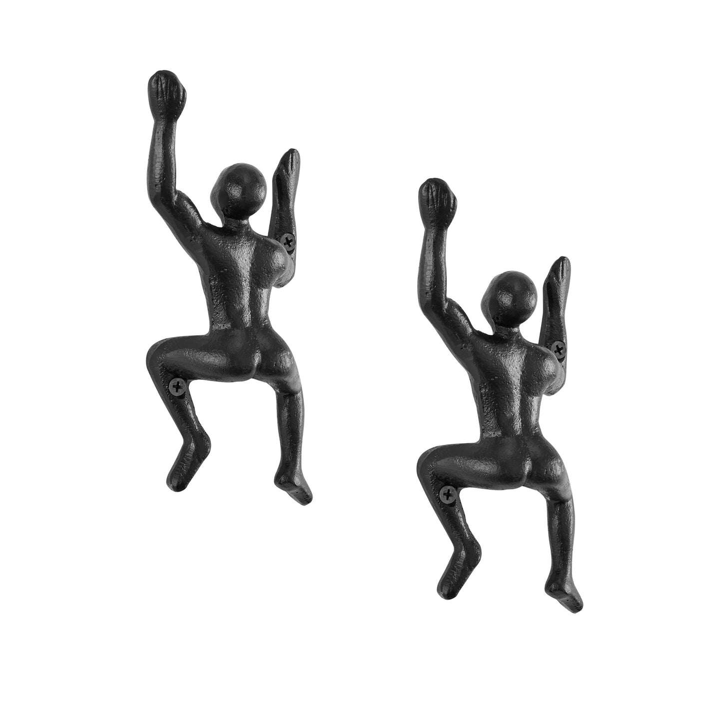 Skorter | "Wall Climber" Cast Iron Decorative Black Wall Mount Hooks (Set of 2)
