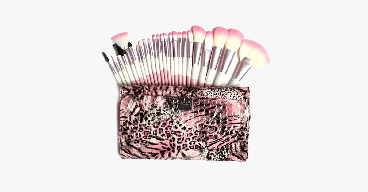 Skorter | 24-piece Pink Leopard Brush Set
