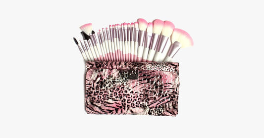 Skorter | 24-piece Pink Leopard Brush Set