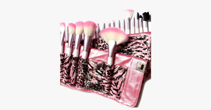 Skorter | 24-piece Pink Leopard Brush Set