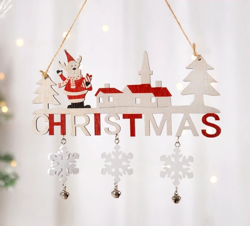 Skorter | Gnome Santa Claus Wooden Hanging Ornament Signage - Set of 5 – Festive Christmas Decoration for Home, Door, and Tree, Perfect for Holiday Cheer