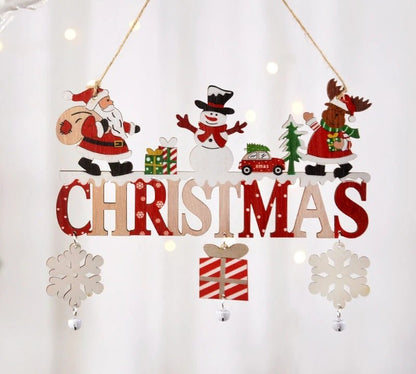 Skorter | Gnome Santa Claus Wooden Hanging Ornament Signage - Set of 5 – Festive Christmas Decoration for Home, Door, and Tree, Perfect for Holiday Cheer