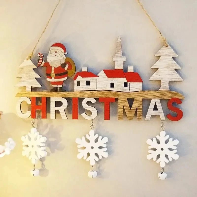 Skorter | Gnome Santa Claus Wooden Hanging Ornament Signage - Set of 5 – Festive Christmas Decoration for Home, Door, and Tree, Perfect for Holiday Cheer