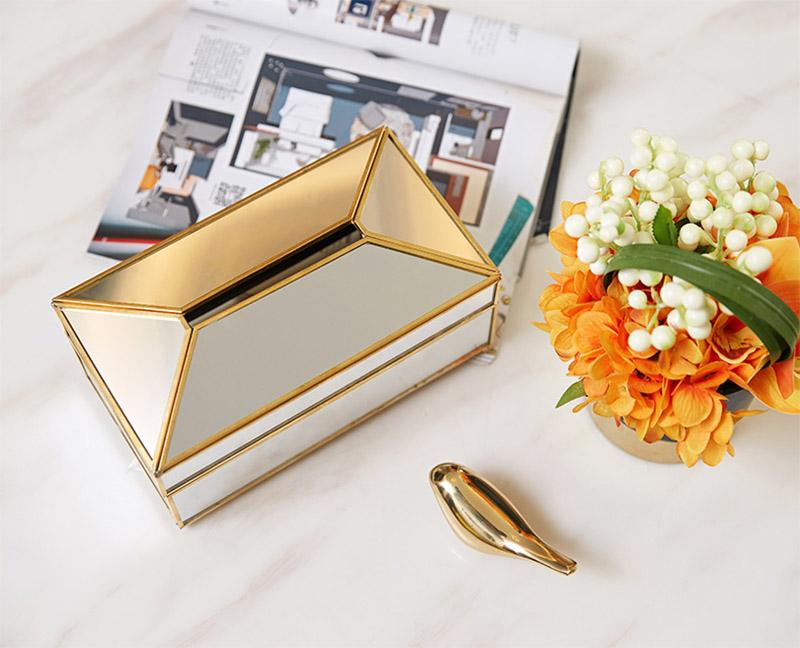 Skorter | Elegance Nordic Gold Lining Glass Tissue Box
