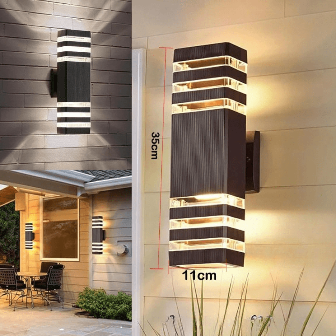 Skorter | LumiBloc LED Outdoor Wall Light – Modern IP65 Up & Down Design with E27 Socket
