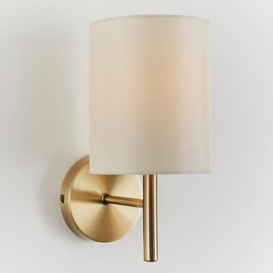 Skorter | Hadleigh Gold Wall Lamp with Cream-colored Silk-like Shade