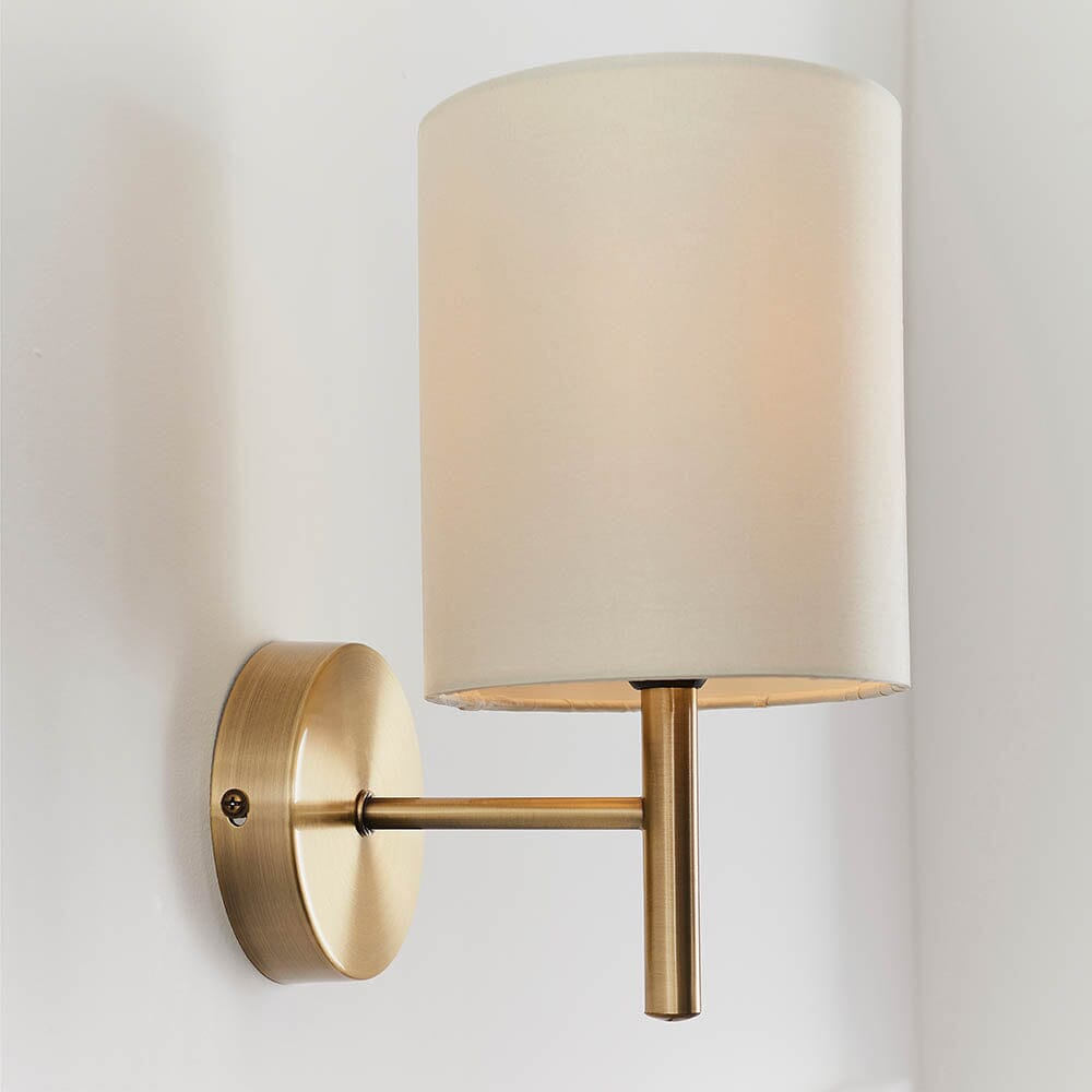 Skorter | Hadleigh Gold Wall Lamp with Cream-colored Silk-like Shade