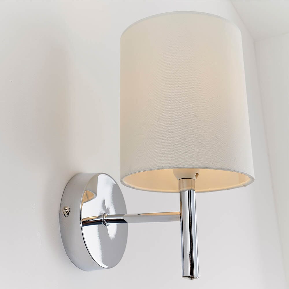 Skorter | Hadleigh Silver Wall Lamp with Cream Silk Imitation Shade