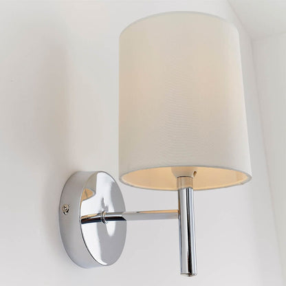 Skorter | Hadleigh Silver Wall Lamp with Cream Silk Imitation Shade