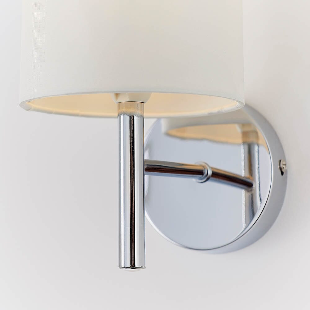Skorter | Hadleigh Silver Wall Lamp with Cream Silk Imitation Shade