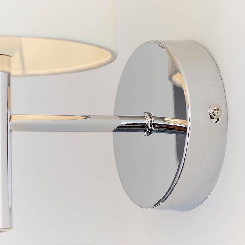 Skorter | Hadleigh Silver Wall Lamp with Cream Silk Imitation Shade