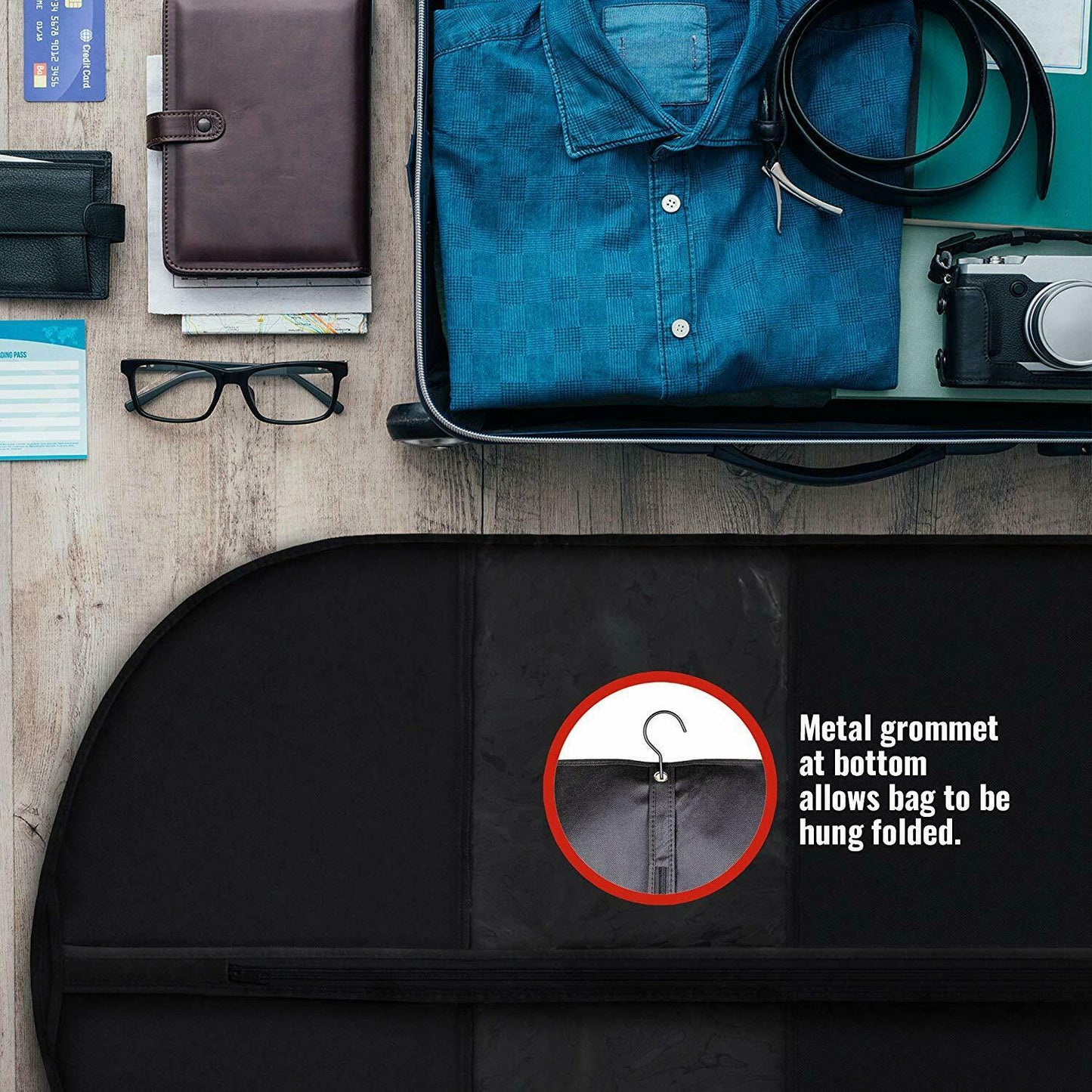 Skorter | 5 Premium Garment Bags - With Transparent Window, Water-Repellent - 40"/54" Inches