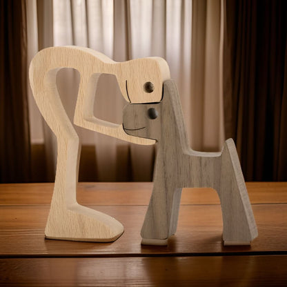 Skorter | Handcrafted Wood Dog and Human Figurine