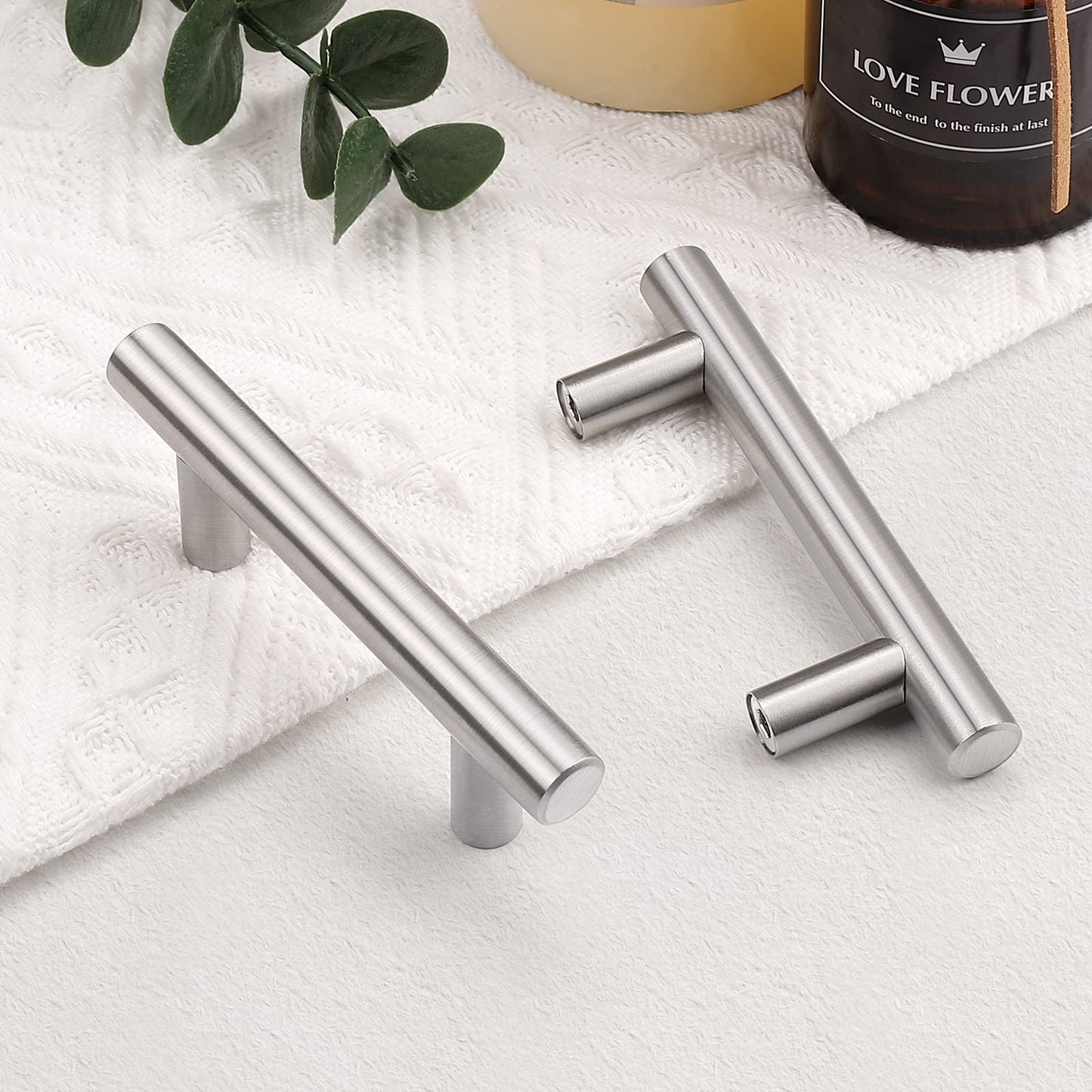 Skorter | Brushed Nickel Modern Stainless Steel Drawer Hardware T-Bar Handles