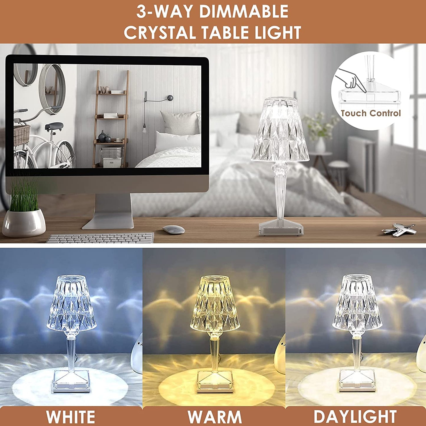Skorter | CrystaLamp - LED Table Lamp made of Diamond Crystal