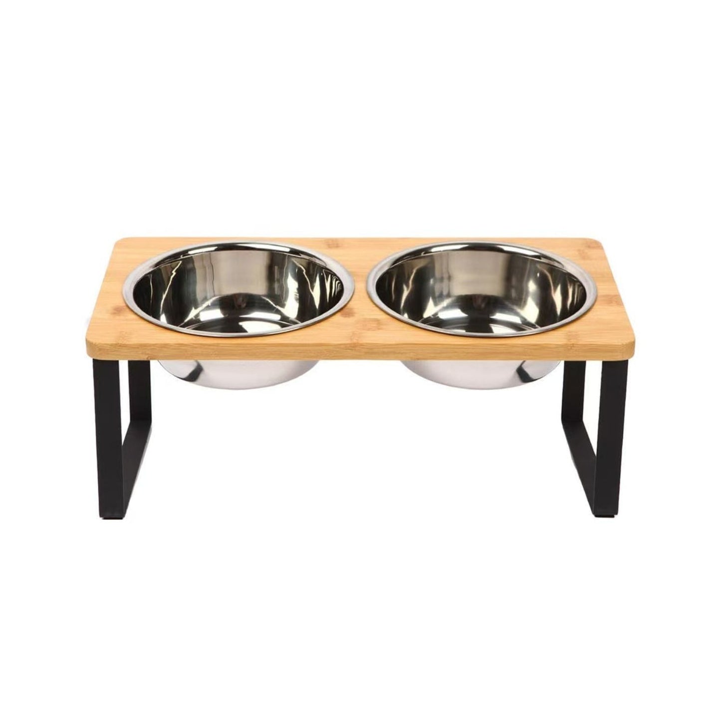 Skorter | Elevated Dog Food Bowl – Bamboo Stand with Removable Stainless Steel Bowls