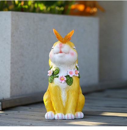 skorter | Easter Solar Powered LED Rabbit Toy with Butterfly Outdoor Decor Garden Light