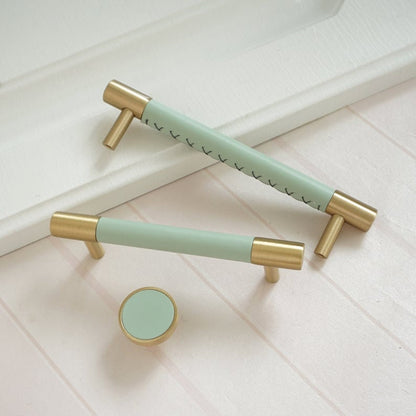 Skorter | Brass Solid Leather Handmade Cabinet Handles Drawer Inserts