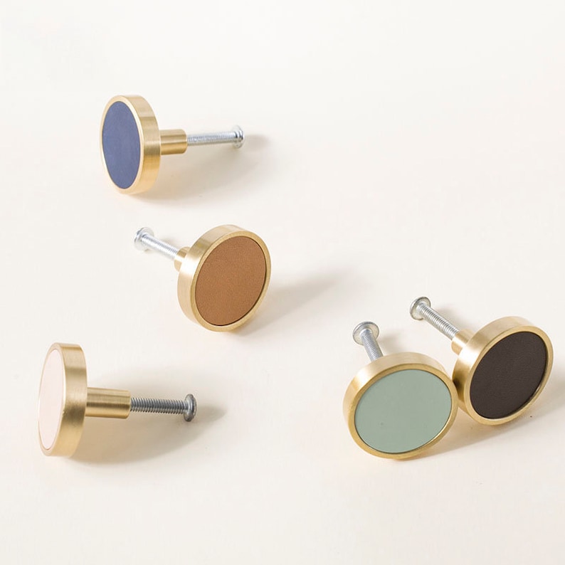 Skorter | Brass Solid Leather Handmade Cabinet Handles Drawer Inserts