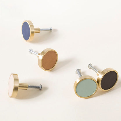 Skorter | Brass Solid Leather Handmade Cabinet Handles Drawer Inserts