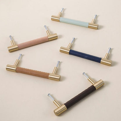 Skorter | Brass Solid Leather Handmade Cabinet Handles Drawer Inserts