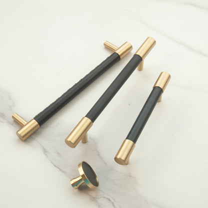 Skorter | Brass Solid Leather Handmade Cabinet Handles Drawer Inserts