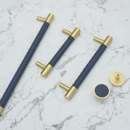 Skorter | Brass Solid Leather Handmade Cabinet Handles Drawer Inserts