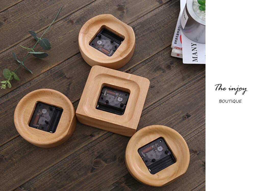 Skorter | Beech Wood Alarm Clock Small, No Screen Minimalist Desk Clock, Nightstand Clock, Gift for Him