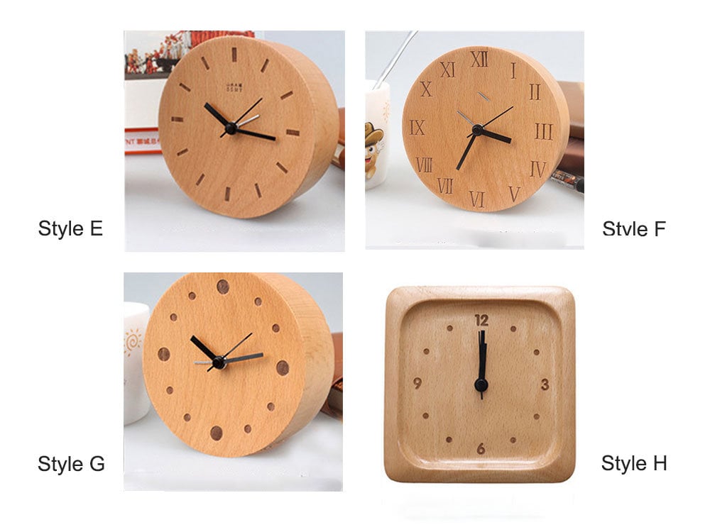 Skorter | Beech Wood Alarm Clock Small, No Screen Minimalist Desk Clock, Nightstand Clock, Gift for Him