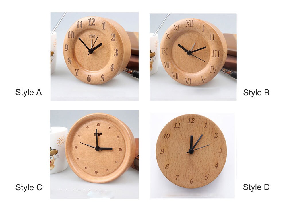 Skorter | Beech Wood Alarm Clock Small, No Screen Minimalist Desk Clock, Nightstand Clock, Gift for Him