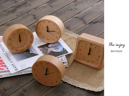 Skorter | Beech Wood Alarm Clock Small, No Screen Minimalist Desk Clock, Nightstand Clock, Gift for Him