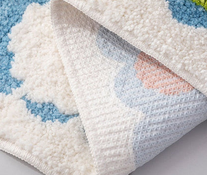 Skorter | Colorful Flower Bathroom Mat, Orange Flora Soft Bathroom Rug, Woven Bath Mat, Purple Tulip Water-Absorbent Non-Slip Bath Mat