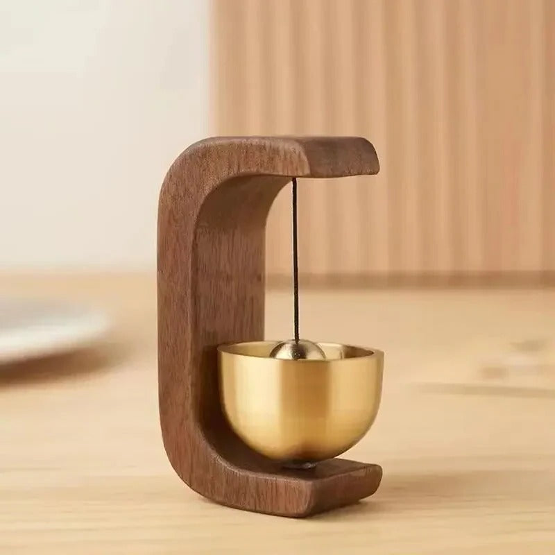 Skorter | Wireless Door Chime with Brass Bell and Wooden Frame