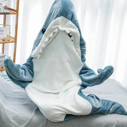 Skorter | Cozy Shark Hooded Flannel Blanket