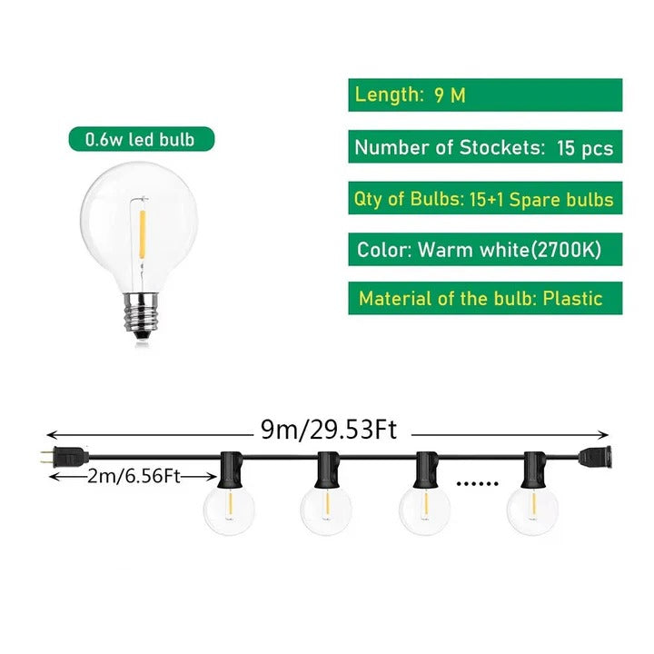 Skorter | Outdoor LED Bulb String Lights for Home and Events