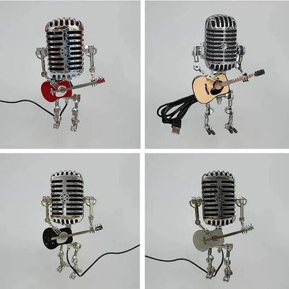 Skorter | Industrial Style Robot Lamp with Guitar and Vintage Microphone Design