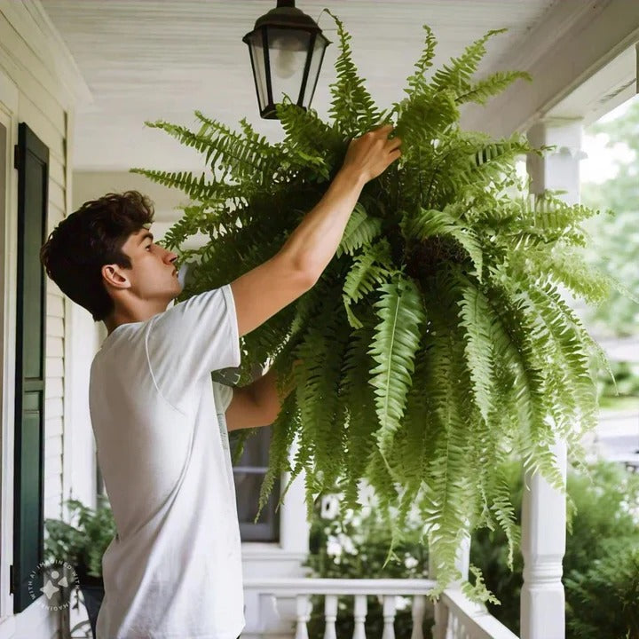 Skorter | Artificial Boston Fern – UV-Resistant Hanging Plant for Outdoor Décor