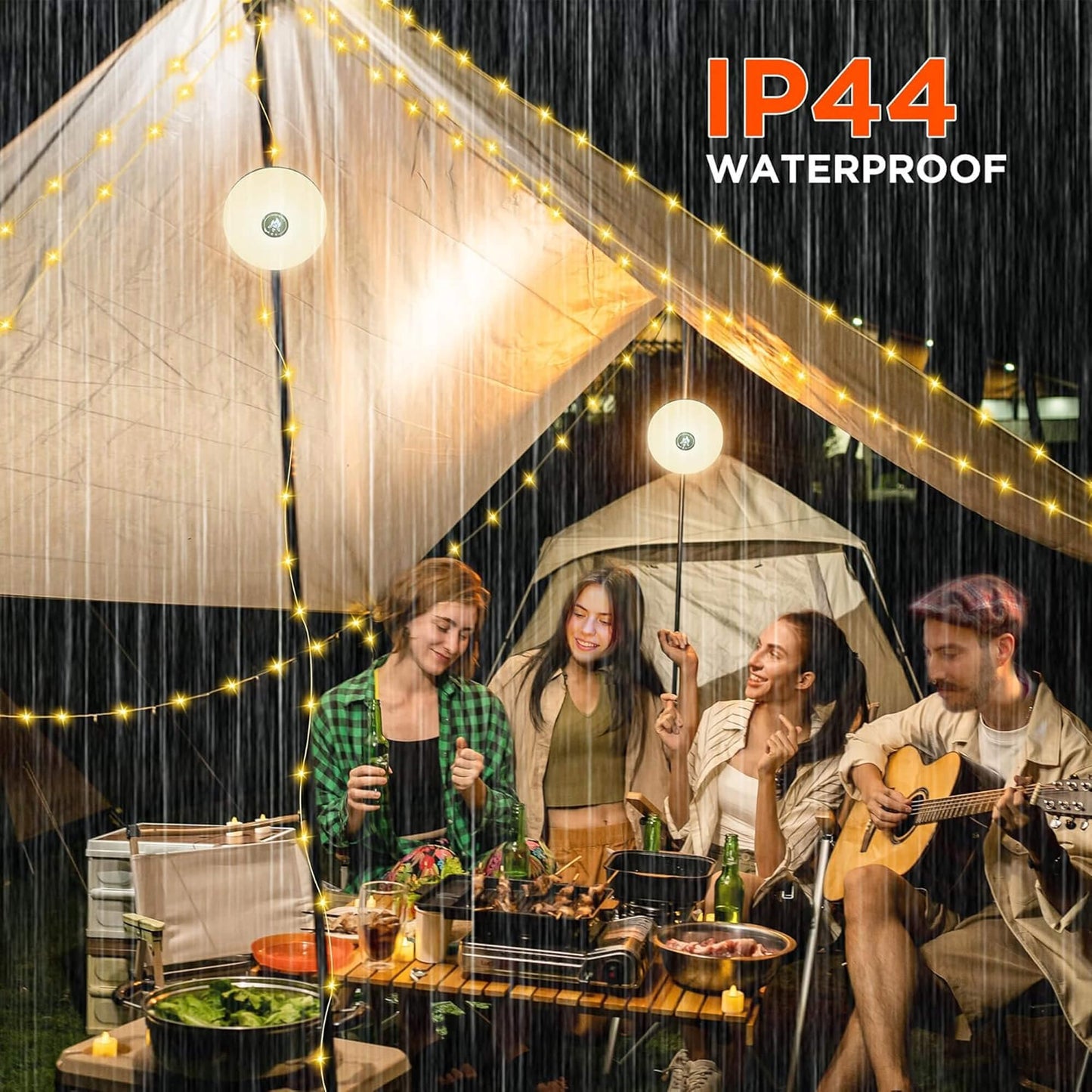 Skorter | 4 in 1 Camp Light – Portable Camping Lantern, String Lights with 8 Lighting Modes, Rechargeable Power Bank for Outdoor Adventures