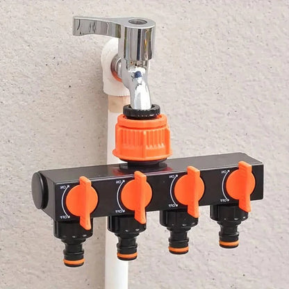 Skorter | 4-Way Metal Garden Hose Splitter with Adjustable Flow Valves