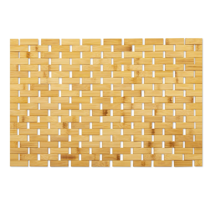 Skorter | Bamboo Bath Mat Non-Slip Water Repellent Runner Rug For Bathroom Natural Wood Bathroom Shower Rug Non-Slip Fabric