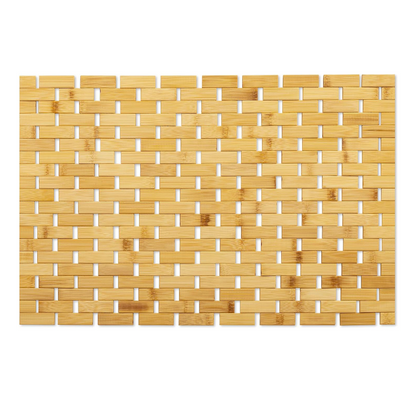 Skorter | Bamboo Bath Mat Non-Slip Water Repellent Runner Rug For Bathroom Natural Wood Bathroom Shower Rug Non-Slip Fabric